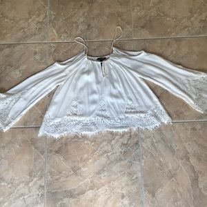 Open Shoulder Lace Accent Top